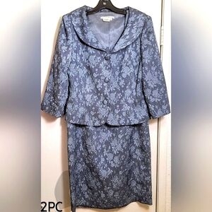 Vintage Maggie London Floral Patterned Dress and Jacket Ensemble